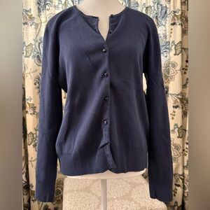 Croft & Barrow Navy Blue Button Up Sweater Size M